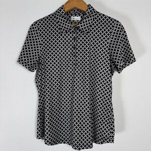 Like new / Greg Norman B&W Chainmail Pattern Golf Polo - Size M